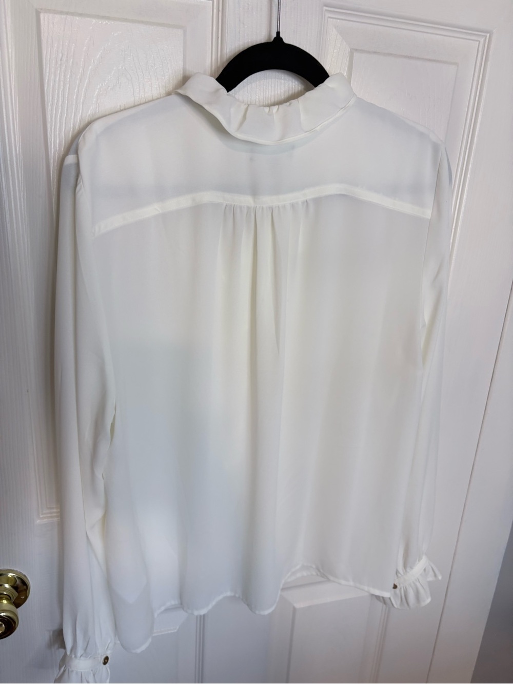 J.Crew Drapey Cottage Top Ruffle Neck Blouse Ivory Cream Size 16 - Picture 7 of 10